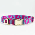 Jacquard  Collar Beautiful Custom  Heart Pattern LOGO Luxury Golden Color Metal Buckle Nylon Pet Dog  High Quality