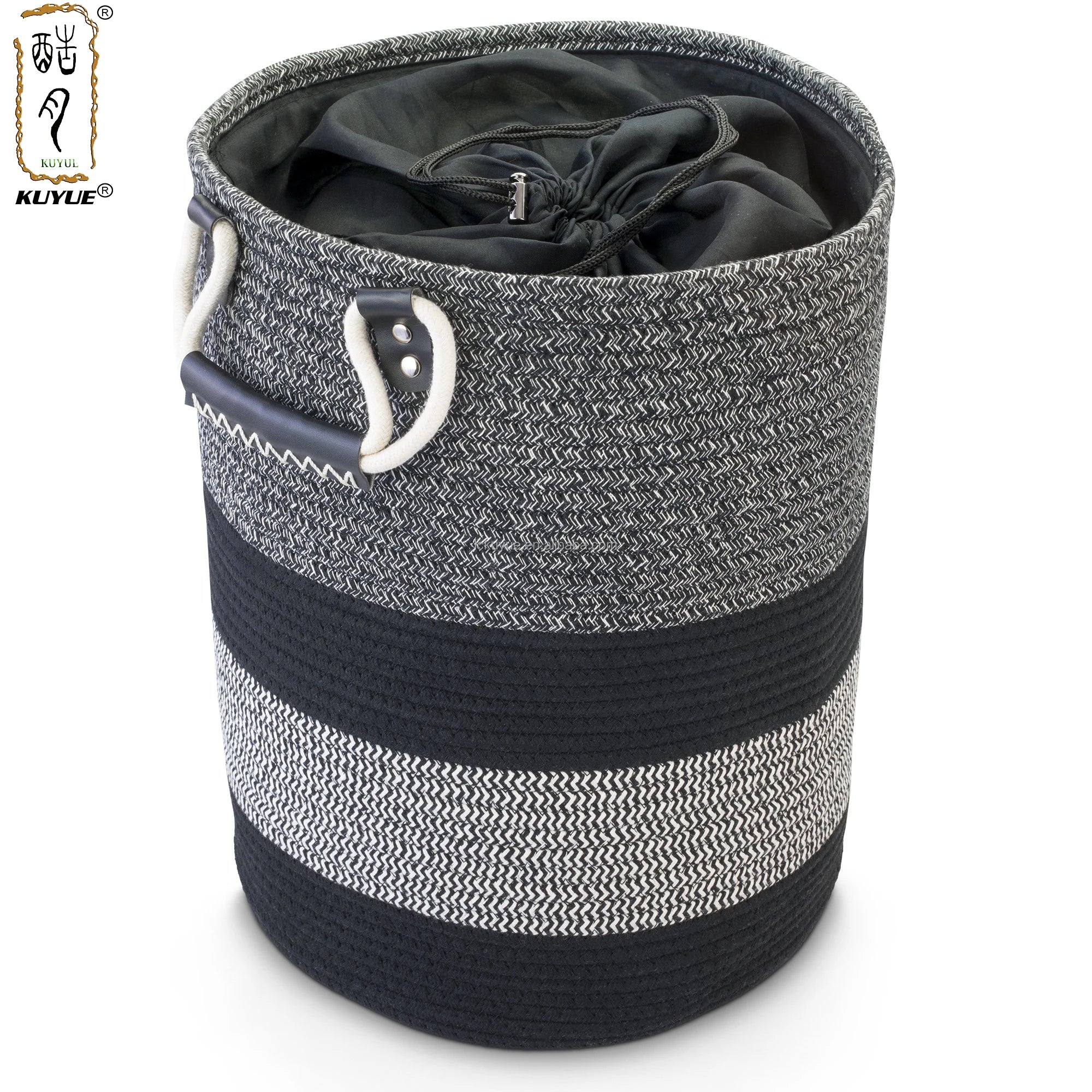 KUYUE Cotton Rope Storage Baskets Large Woven Basket Laundry Basket