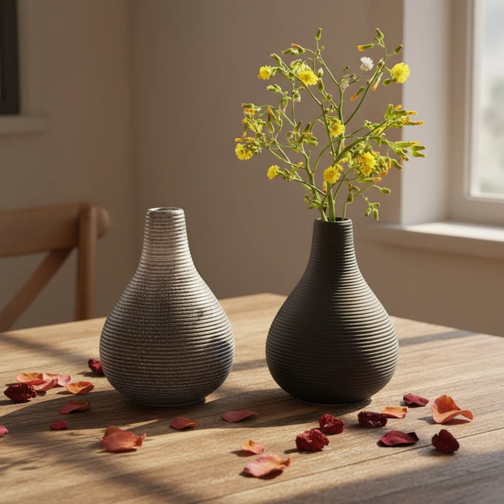 LIVEFUN Handmade Frosted Modern Ceramic Aromatherapy Tabletop Vase Wedding Decor Hand Drawn Craft Flower Dried Flowers