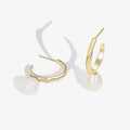 18k Gold Plated Chunky Irregular S925 Sterling Silver Pearl Drop Hoops Stud Earrings