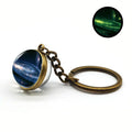 Metal Pendant Galaxy Nebula Earth Mars Saturn Moon Solar System Planet Keychain Key Ornament Double-sided Glass Ball Key Chain