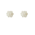 Minimalist White Camellia Stud Earrings Trendy 925 Silver Needle Acrylic Fashion Jewelry for Women's Parties