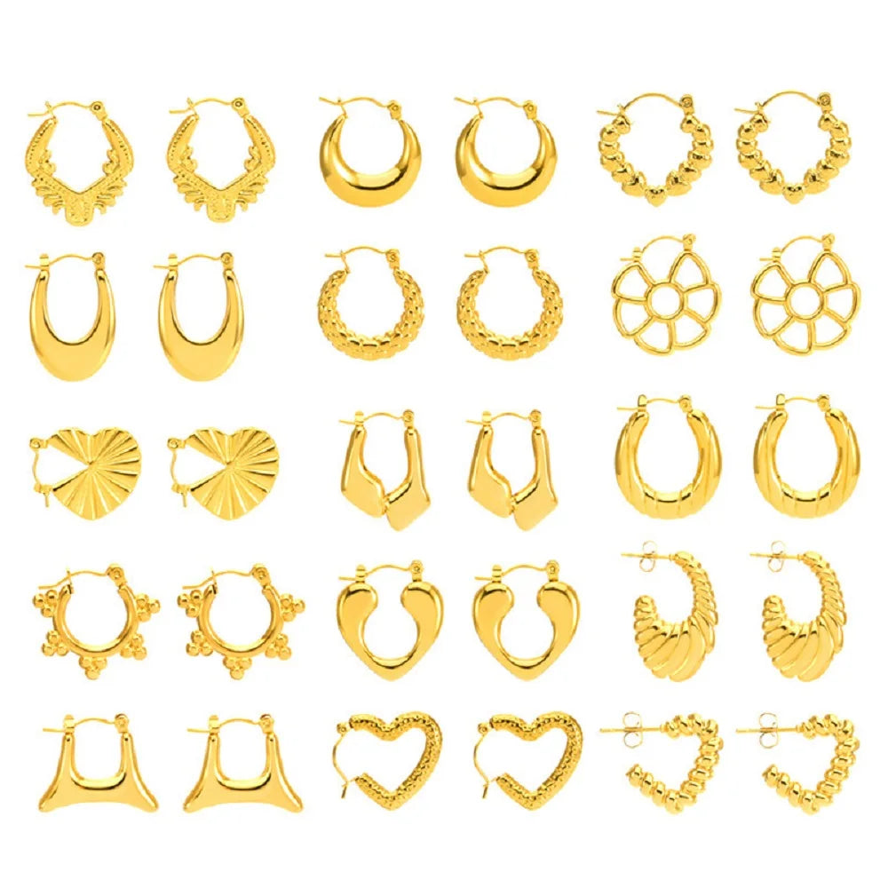Customize Trendy Gold Metal Earring Women Fashion Geometric Pearl Circle Hoop Earrings Trend Set Fashion Jewelry Stud Earrings