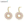 LUOTEEMI Round Hoop Earring Custom Female Accessory Jewelry Vintage Trending Sunflower Colorful Earing