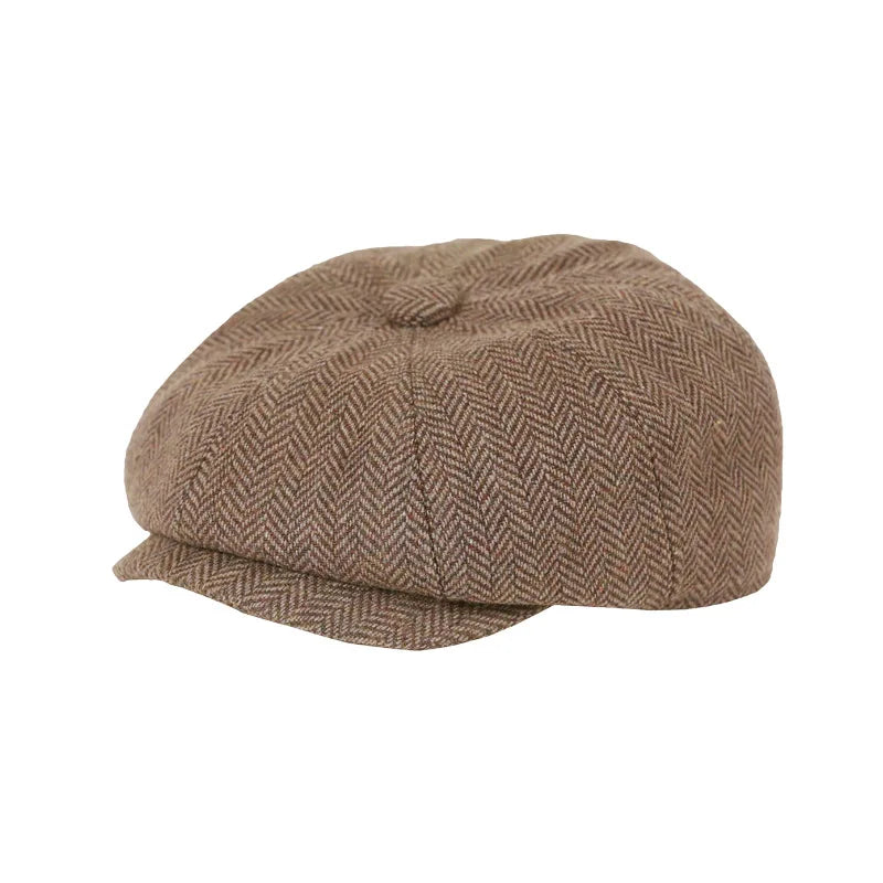 Children Fall Autumn and Winter Flat Ivy Top Hat Western Retro Fashion Octagonal Trend Toddler Kids Forward Beret Newsboy Hat