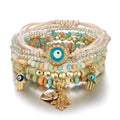 Mini Beaded Bracelet Set Evil Eye Hamsa Handmade Multi Layer Bracelet for Women