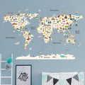 New Arrival PVC Educational World Map Wall Stickers Kindergarten Nursery Cartoon Animal Wall Decals Kids Room