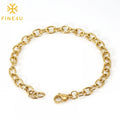 Minamalist Fashion Jewelry Hip Hop Trendy Stainless Steel 18K Gold Plated O Chain Bracelet