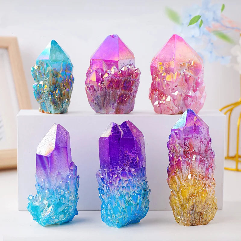 Wholesale Healing Natural clear Quartz Electroplated Aura Quartz Pineapple Crystal Cluster
