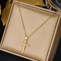 High Quality CZ Zircon 18k Gold Plated Stainless Steel Gold Choker Chain Crystal Cross Pendent Necklace for Women Jewelry