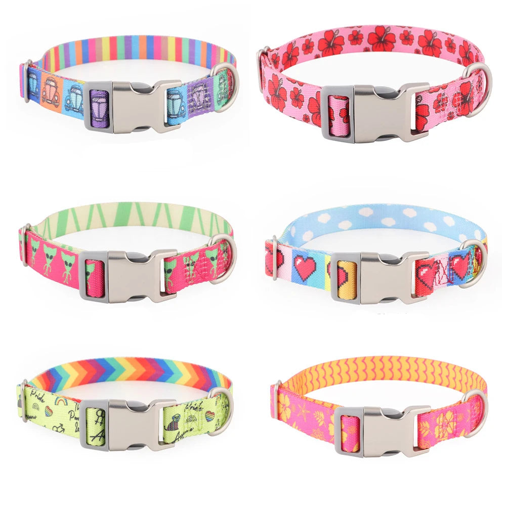 Hot New Large Medium Small Nylon Dog Collar Soft Western Design Print Ribbons Decoration Comfortable Eco-friendly Alaska Dog