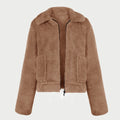 Women Faux Fur Coat Warm Soft Imitation Fur Jacket Teddy Bear Pocket Hair Zipper Cardigan
