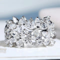 CAOSHI Simple Flowers Design Marquise Cut Bright Crystal Cubic Zirconia Band Rings for Luxury Women Wedding Silver Plated Rings