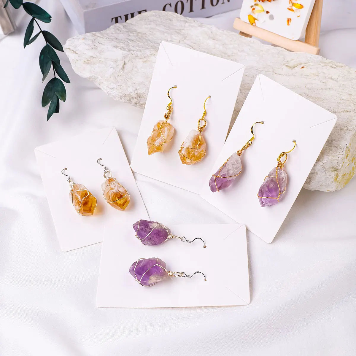Wholesale Natural Crystal Healing Amethyst Flower Stones Carfts Earrings for Gifts