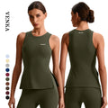 Women's Sleeveless Tank Top Breathable Quick Dry Tight Fitness Gym Round Neck Top Inside Padded Side Split for Yoga and Gym Use