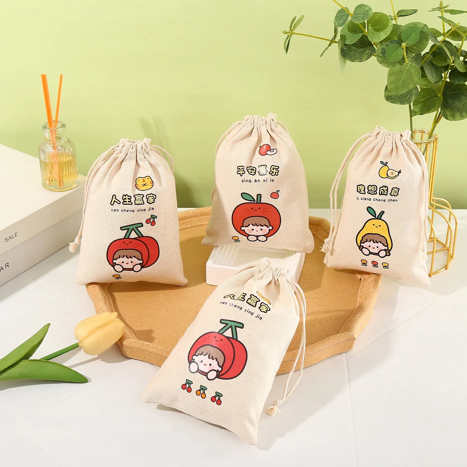 Good Luck in Exams Happiness and Joy Wedding Candy Bag Favor Gift Safe and Happy Canvas Bag