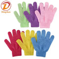 Nylon Five-Finger Exfoliating Body Scrubber Gloves with Dead Skin Removal Shower Exfoliating Bath Gloves