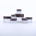 Luxury 5g 10g 20g 30g 50g 100g Frosted Cosmetic Jar Custom Frosted Cream Jar with Water Transfer Printing Wood Cover