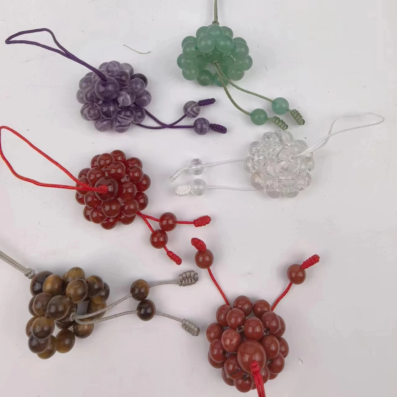 Fashion Handmade DIY Amethyst 6mm Beads Clear Quartz Telephone Strap for Mobile Phone