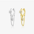 FUAMAY Gold Plated 925 Sterling Silver Earrings Long Chain Drop Earrings Flower Earrings