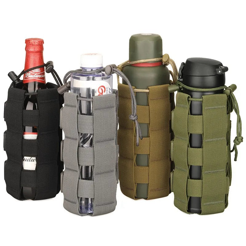 Tactical MOLLE Water Bottle Pouch Nylon Canteen Cover for Outdoor Travel Universal Kettle Holster with Quick-Release Straps