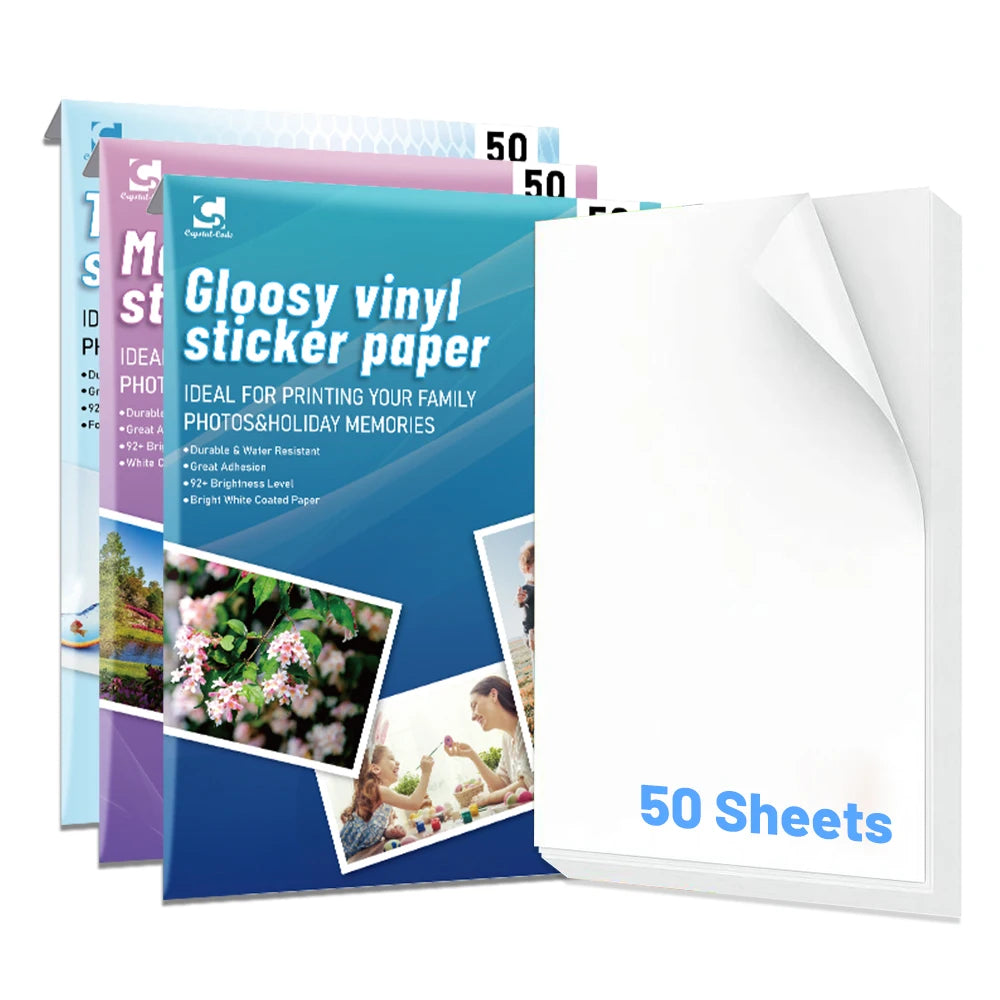 Vinyl Inkjet A4 Glossy for Transparent Matte Printer Waterproof Sheet Printable Stickers Adhesive Sheets Custom Sticker Paper