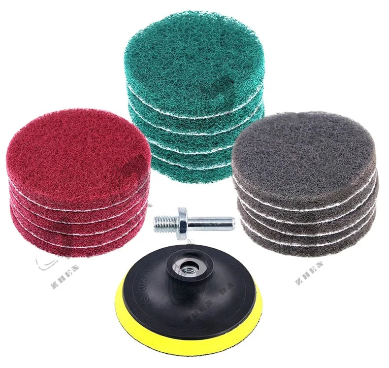 16PC 4 Inch Drill Power Brush Tile Scrubber Scouring Pads Cleaning Kit with 4 Inch Disc Pad