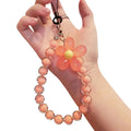 Wholesale Wrist Straps Crystal Bead Bracelet Key Chain Phone Lanyard Phone Charms Flower Mobile Phone Chain Trendy Girl Keychain