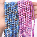 AsVrai U Blue Purple Synthesis Turquoise Round Spacer Loose Stone Beads for Jewelry Making DIY Bracelet Accessories 15''
