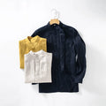 Men's Long Sleeve Linen Casual Shirts Stand Collar Customized Logo Printing Vintage Style Summer Daily Wear Breathable Quick Dry