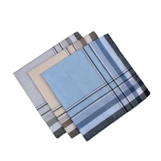 Manufacturer Bulk Wholesale 3pcs Set Cheap Vintage Striped 15*15inch Cotton Handkerchiefs Pocket Square Hanky for Men Women
