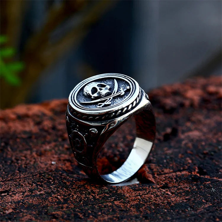Hip Hop Hoop Finger Rings Jewelry Punk Stainless Steel Skull Rings Men
