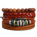 Mothers Day Gift DIY Retro Multl Layers Brown Leather Bracelet for Mom