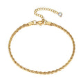 Fenny Jewelry 18K PVD Gold Plated Waterproof&Tarnish Free Classic Chunky Rope Chain Zirconia Stainless Steel Anklet for Women