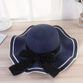 Summer Sunscreen Hat Large Premium Wavy Brim Paper Straw Beach Hat with Bowknot Papyrus Straw Hat Sun Caps
