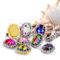 Oval Shape Crystal Glass Rhinestone with Cup Chain Sew-On Technique Loose Rhinestones for DIY Jewelry Making