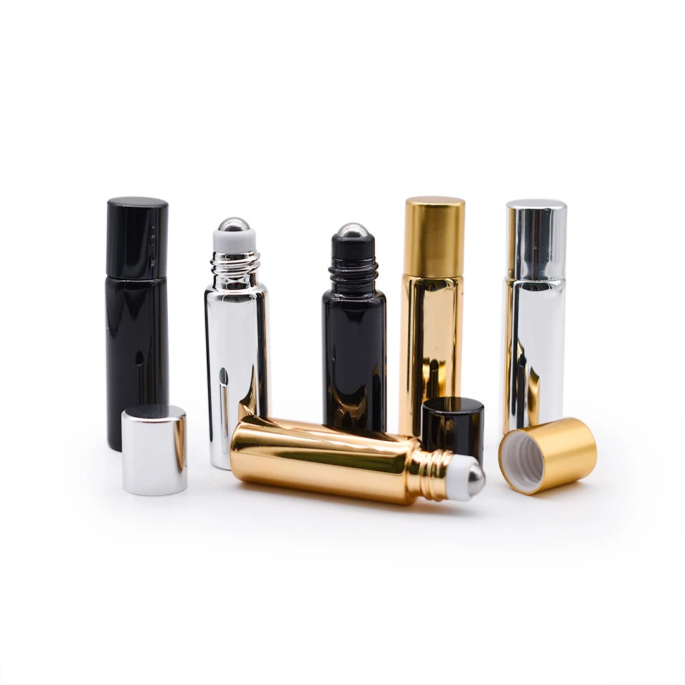 Hot Sale 10ml 15ml Glass Gold Cap Roller Bottle with Screen Printing for Perfume Essential Oil & Skin Care Serum
