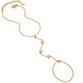 New Stainless Steel Jewelry 18k Gold Plated Waterproof Zircon Ring Conjoined Bracelet for Women YF3917