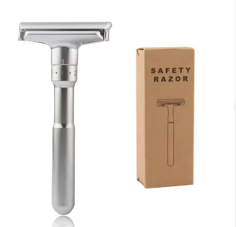 Men's Adjustable Double Edge Safety Razor with Stainless Steel Blade for Smooth and Precise Shave