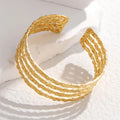 Wholesale No Fade Titanium Steel High End Personalized Versatile Irregular Pattern Open Multi-Layers Wide Bracelet