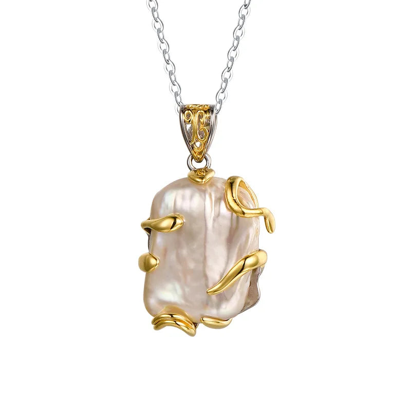 Big Large Size Real Natural Fresh Water Baroque Pearl Pendant Designs Freshwater Pearl Pendant 925 Silver