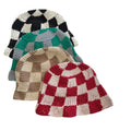 2026 Hot Selling Knitted 100% Cotton Crochet Plaid Fisherman Cap Checked Bucket Hat for Fishing Casual Party Cycling Daily Use