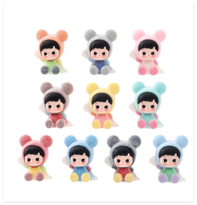 Hot Sale Cute Ornament Micro Landscape Decoration Mini Figurines Miniature 3D Rabbit Girl Boy Flock Cartoon Crafts for Blind Bag