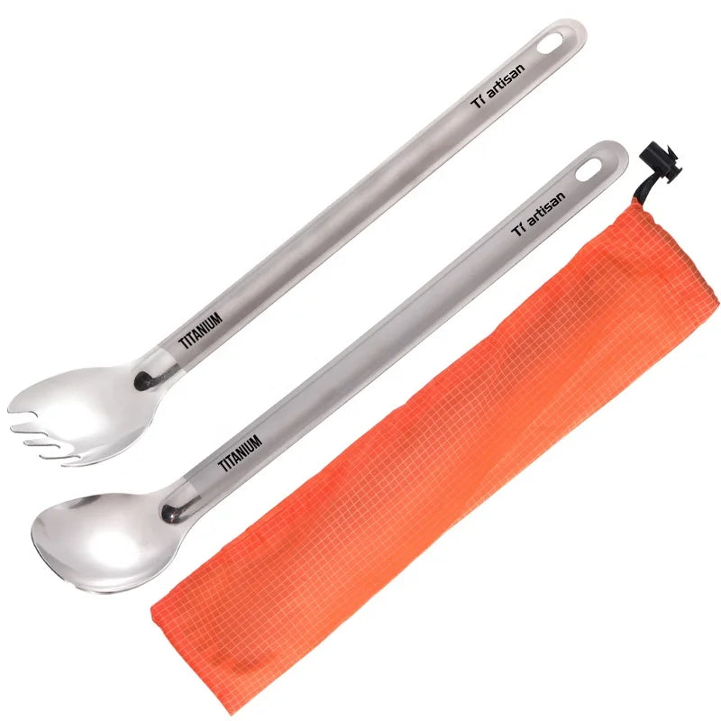 100% Pure Titanium Spork Spoon Fork Combo Cutlery Utensil Picnic Gadget