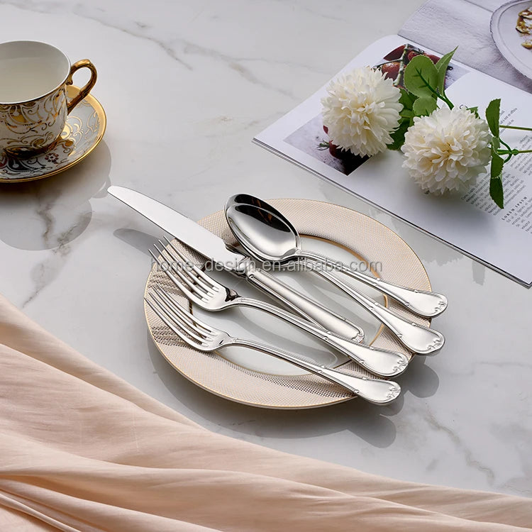 Silver Mirror Stainless Steel 18/10 Classic Cutlery Set Home & Restaurant Use Customized Packing Factory Direct Sale