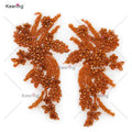 WDP-296 New Color Bodice Wholesale Bridal Dense Glass Crystal Strass Orange Rhinestone Applique