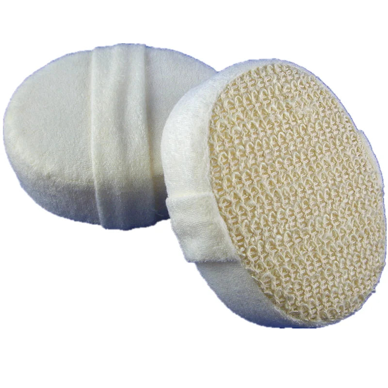 Custom Natural Loofah Body Scrubber Soft Cotton Hemp Oval Bath Sponge for Kids Ladies with Ball Glove Pads for Skin Exfoliation