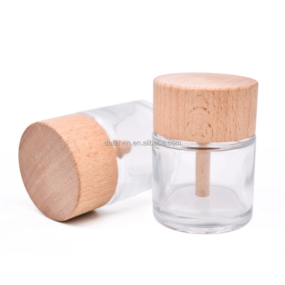 Empty air Cleaner Container Reed Diffuser Glass Bottle With Bamboo Lid
