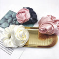 MIO Handmade Slik Feeling Satin Rose Hair Ties Big Flower Scrunchies Women Lady Elastic Hair Band New Style Classic Luxury