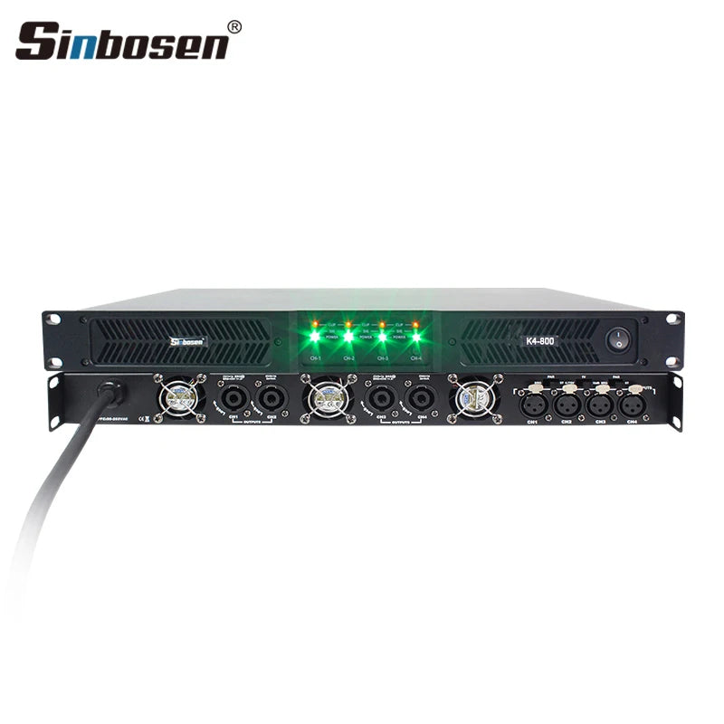 K4-800 4 Channel 4Ch Class D Digital Sound Sinbosen 1U Amplificador Portable Voice Touring Amplifier
